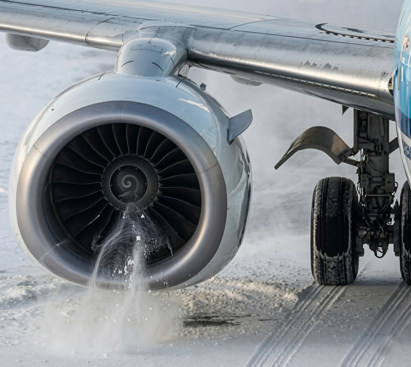 Commercial aircraft jet engine intake showing foreign object debris ingestion hazard